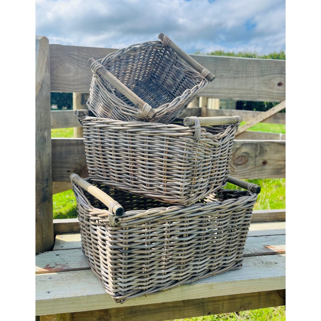 Rectangle Basket Wooden Handles